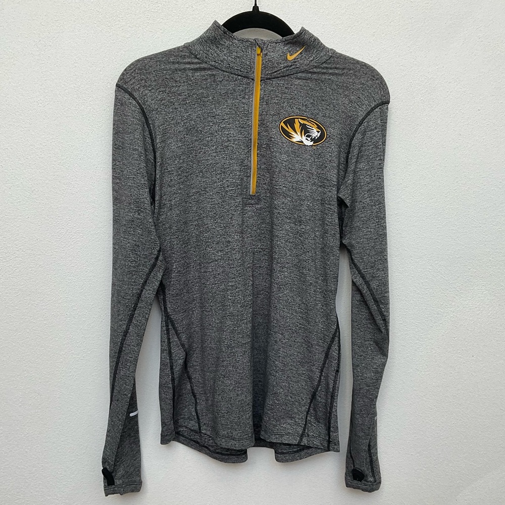 Nike Dri-fit Grey, Gold Quarter Zip Mizzou Tigers Jacket Size M Missouri